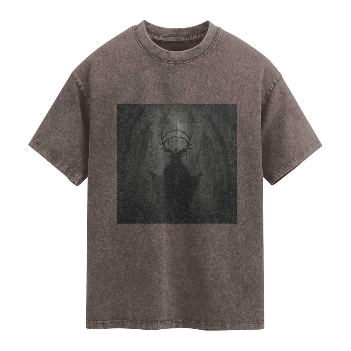 Wendigo Washed Cotton T-Shirt Gothic Horror Forest Demon Cryptid Occult Dark Fantasy TS10 Brown Print Your Wear