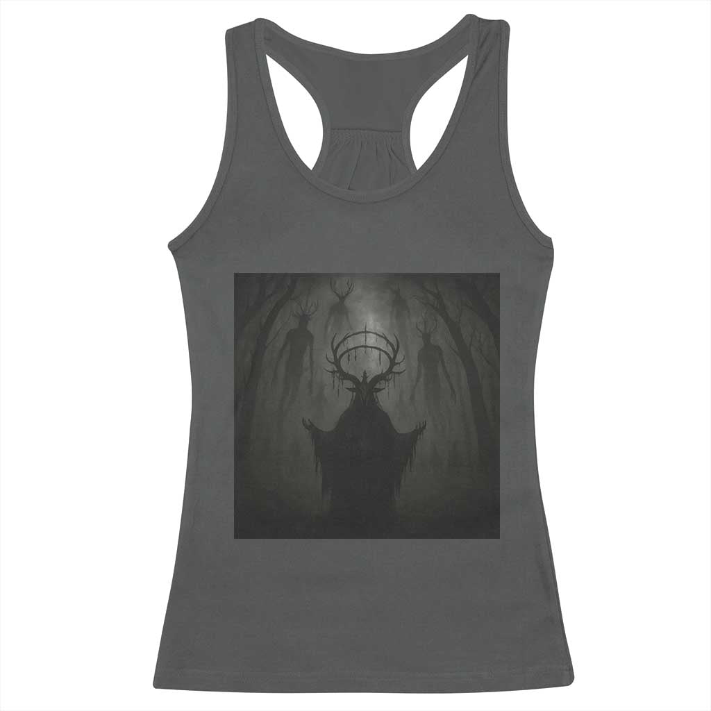 Wendigo Racerback Tank Top Gothic Horror Forest Demon Cryptid Occult Dark Fantasy TS10 Dark Heather Print Your Wear