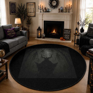 Wendigo Round Rug Gothic Horror Forest Demon Cryptid Occult Dark Fantasy