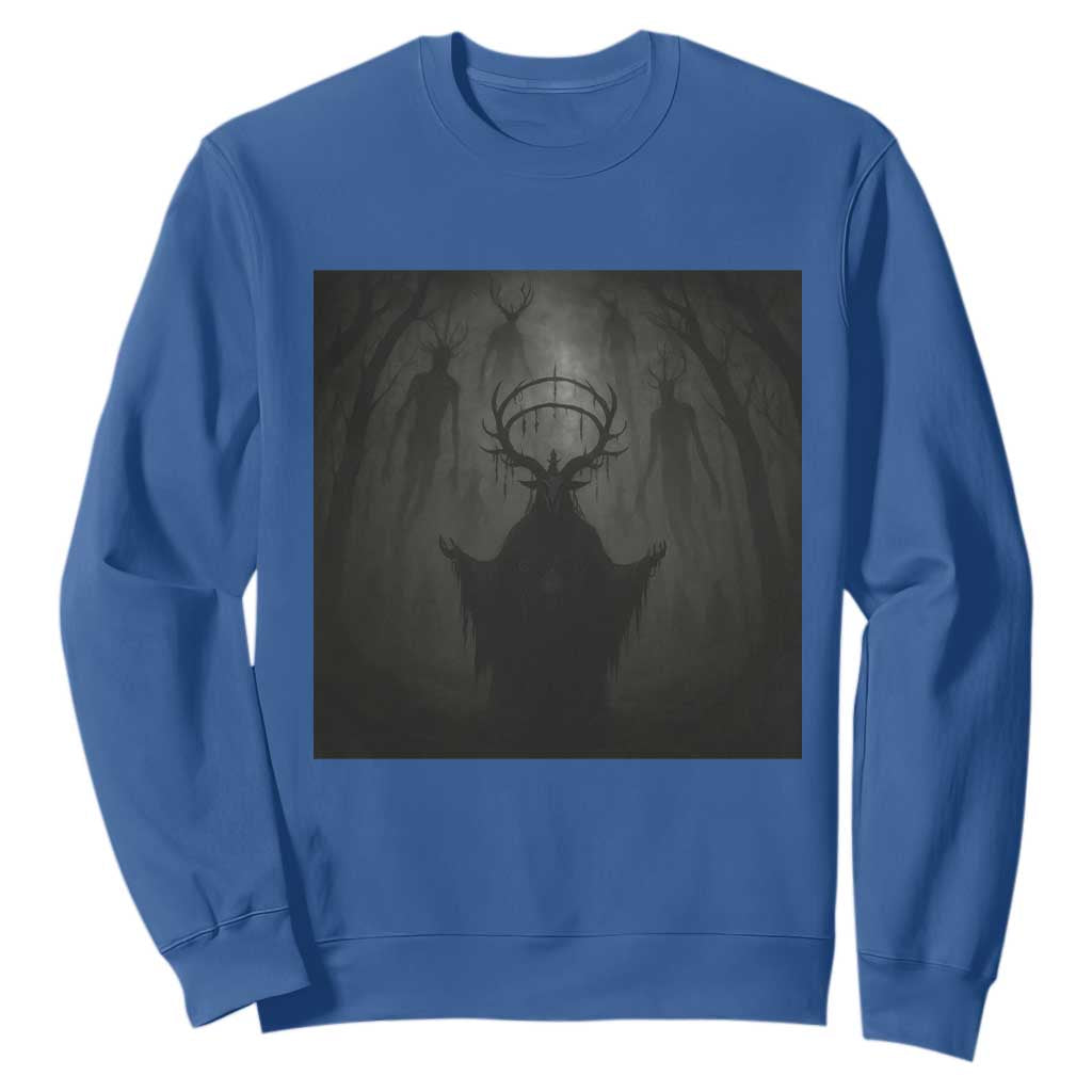 Wendigo Sweatshirt Gothic Horror Forest Demon Cryptid Occult Dark Fantasy TS10 Royal Blue Print Your Wear
