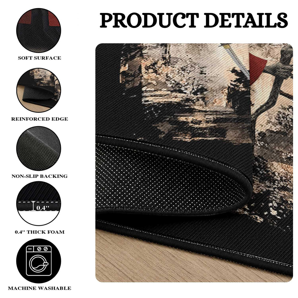 Samurai Wendigo Round Rug Japanese Vintage Graphic Ukiyo-e Art Funny Dark Fantasy