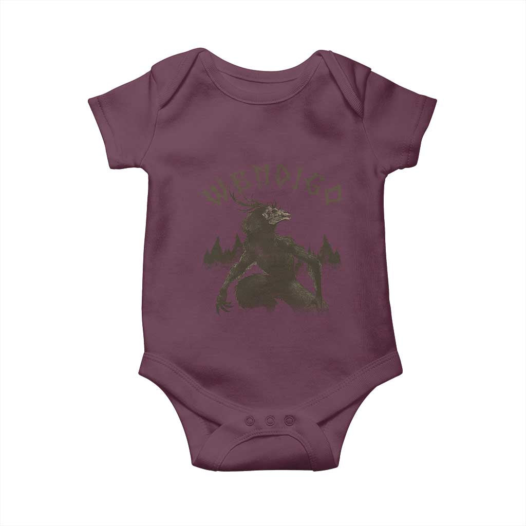 Wendigo Baby Onesie Horror Cryptid Occult Dark Fantasy TS10 Maroon Print Your Wear