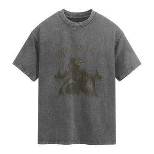 Wendigo Washed Cotton T-Shirt Horror Cryptid Occult Dark Fantasy TS10 Charcoal Print Your Wear