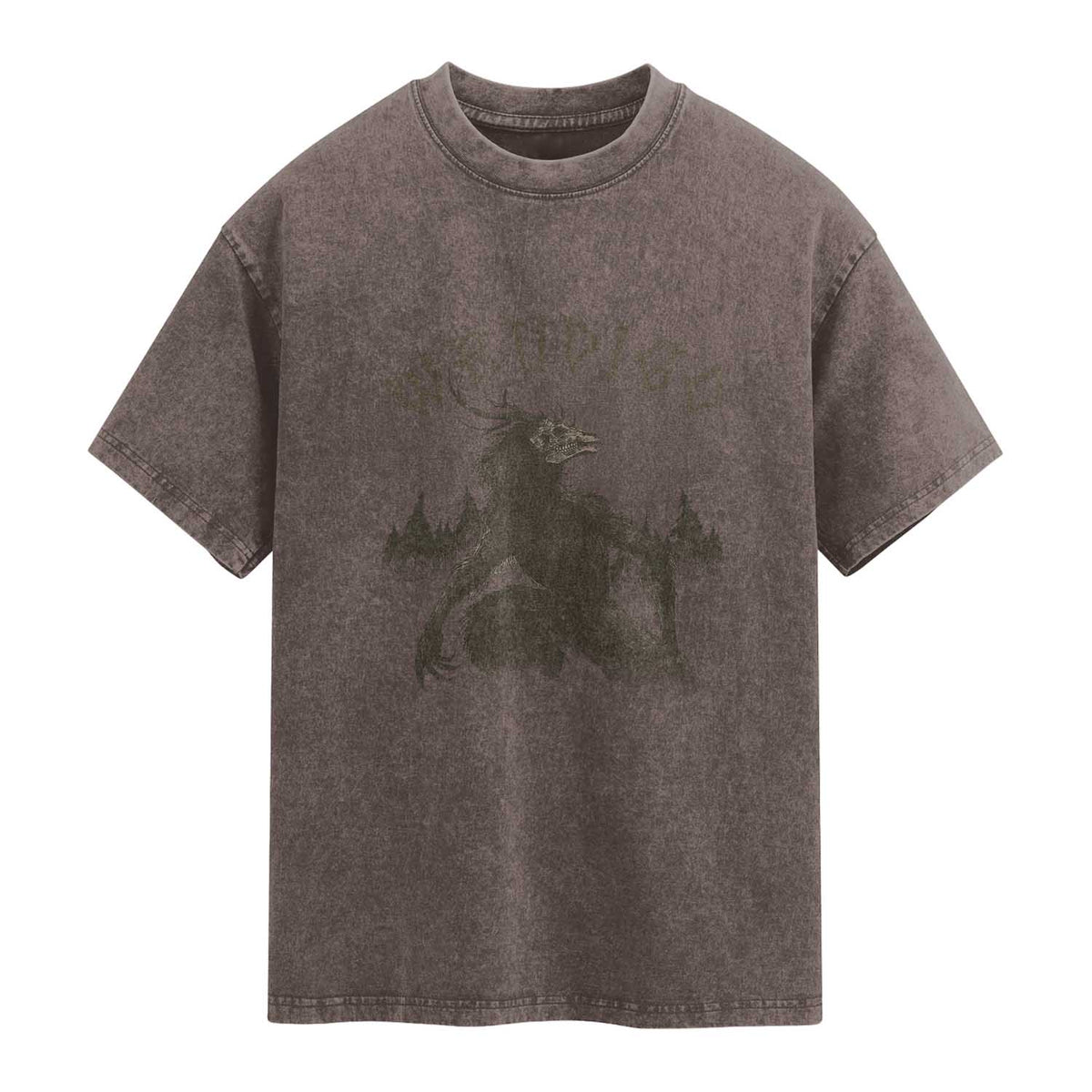 Wendigo Washed Cotton T-Shirt Horror Cryptid Occult Dark Fantasy TS10 Brown Print Your Wear