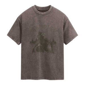 Wendigo Washed Cotton T-Shirt Horror Cryptid Occult Dark Fantasy TS10 Brown Print Your Wear