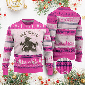 Wendigo Ugly Christmas Sweater Horror Cryptid Occult Dark Fantasy TS10 Hot Pink Print Your Wear