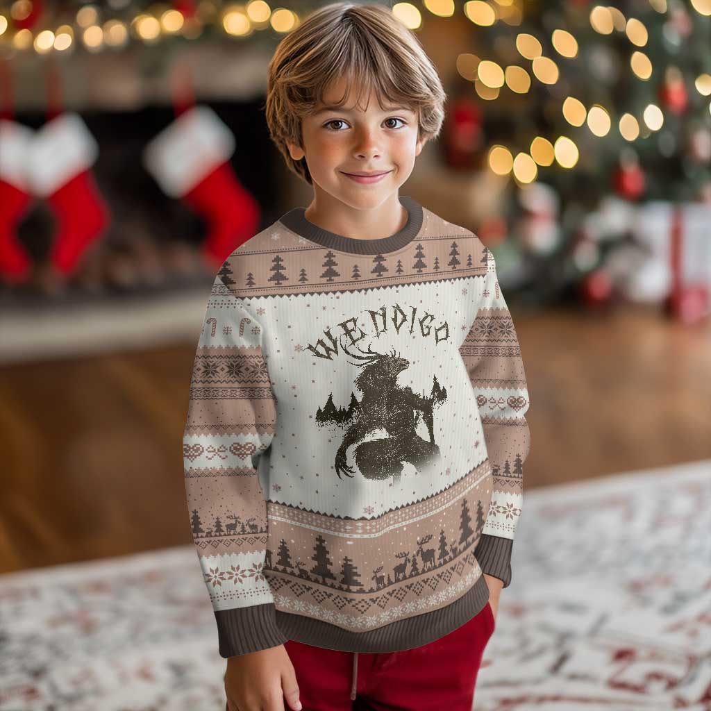Wendigo Ugly Christmas Sweater Horror Cryptid Occult Dark Fantasy TS10 Mocha Mousse Print Your Wear