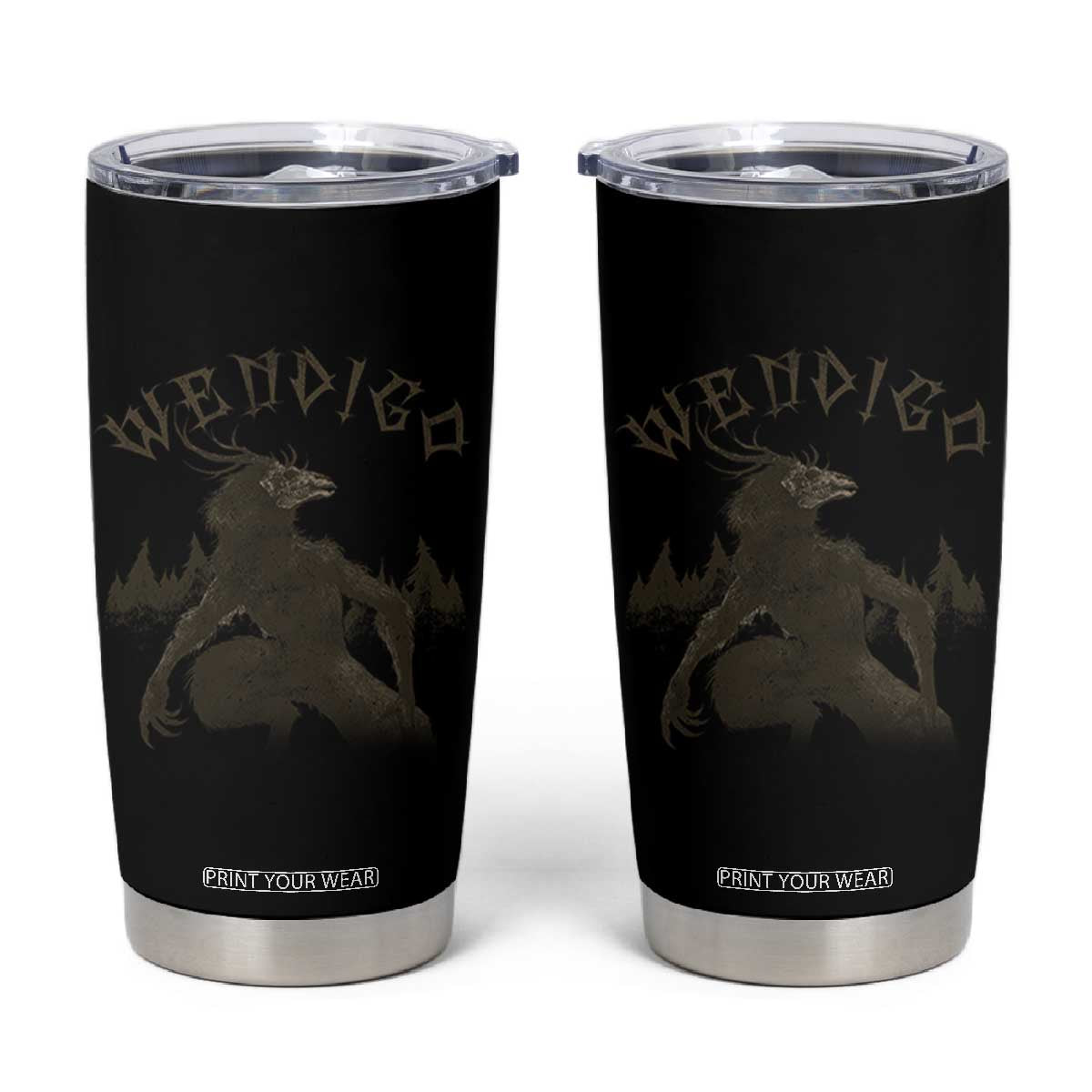 Wendigo Tumbler Cup Horror Cryptid Occult Dark Fantasy TS10 Black Print Your Wear