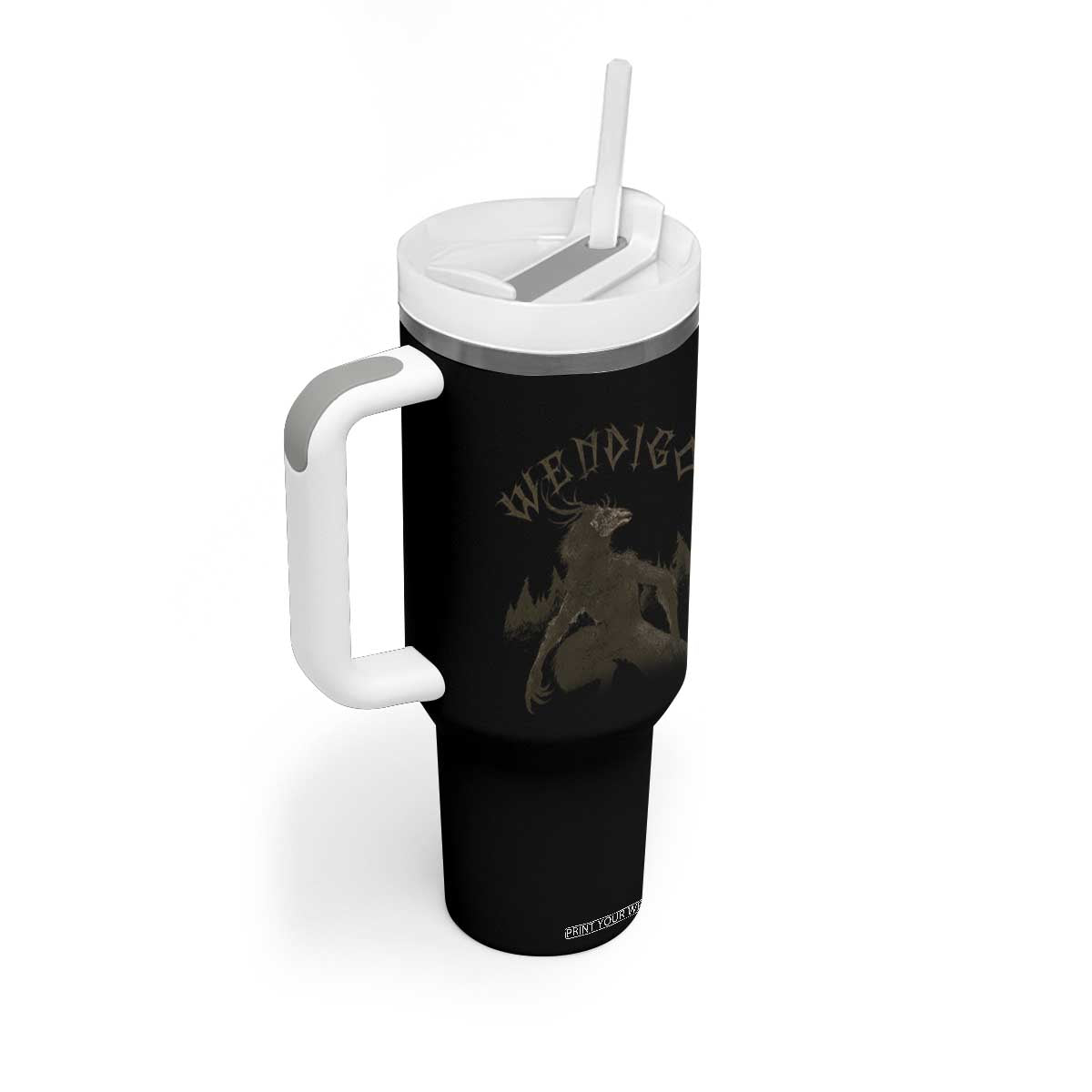 Wendigo Tumbler With Handle Horror Cryptid Occult Dark Fantasy TS10 Print Your Wear