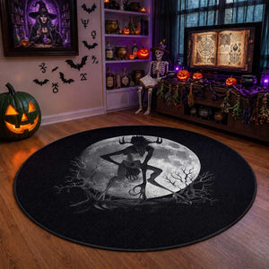 Wendigo Round Rug Cryptid Horror Moon Mythical Creature Halloween