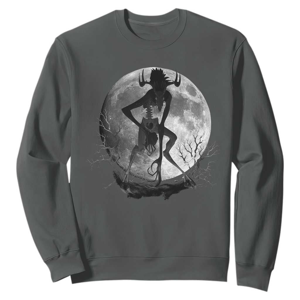 Wendigo Sweatshirt Cryptid Horror Moon Mythical Creature Halloween TS10 Dark Heather Print Your Wear