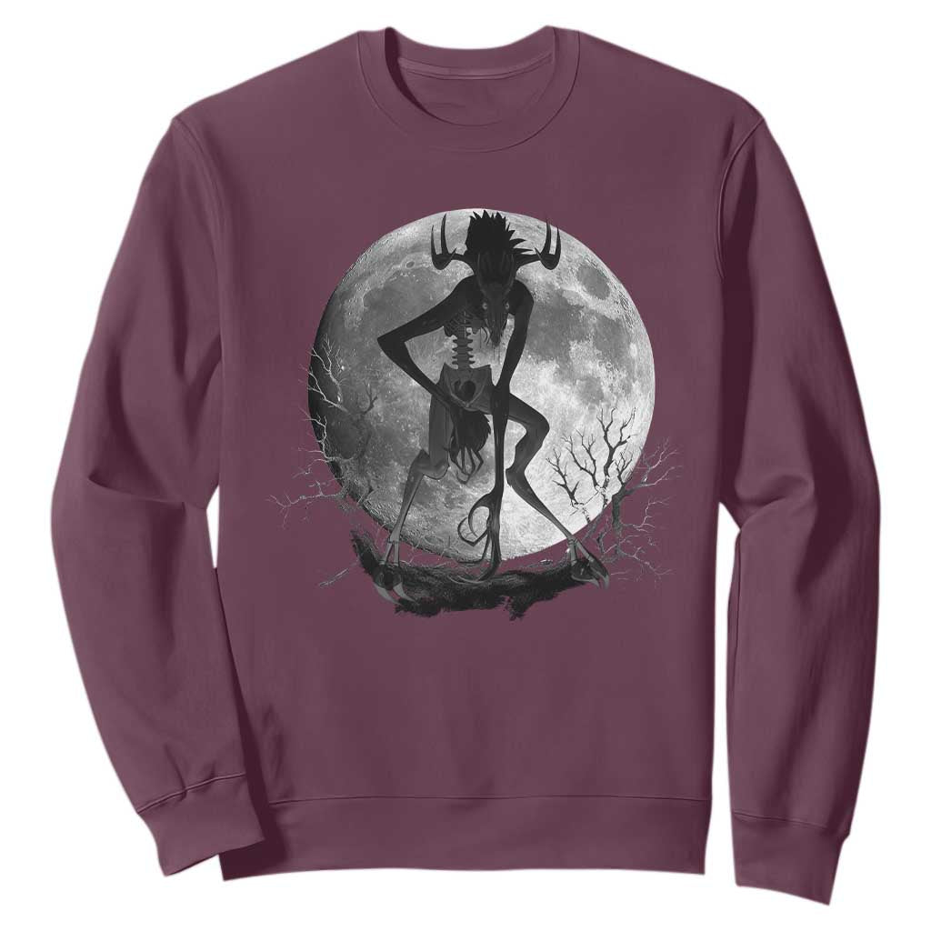 Wendigo Sweatshirt Cryptid Horror Moon Mythical Creature Halloween TS10 Maroon Print Your Wear