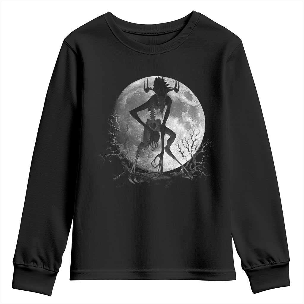 Wendigo Youth Sweatshirt Cryptid Horror Moon Mythical Creature Halloween TS10 Black Print Your Wear