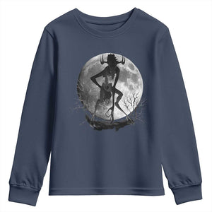 Wendigo Youth Sweatshirt Cryptid Horror Moon Mythical Creature Halloween TS10 Navy Print Your Wear