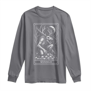 Wendigo Long Sleeve Shirt Tarot Card Horror Cryptid Occult Dark Fantasy TS10 Charcoal Print Your Wear