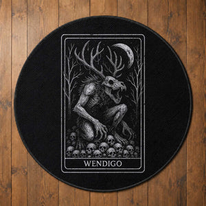 Wendigo Round Rug Tarot Card Horror Cryptid Occult Dark Fantasy