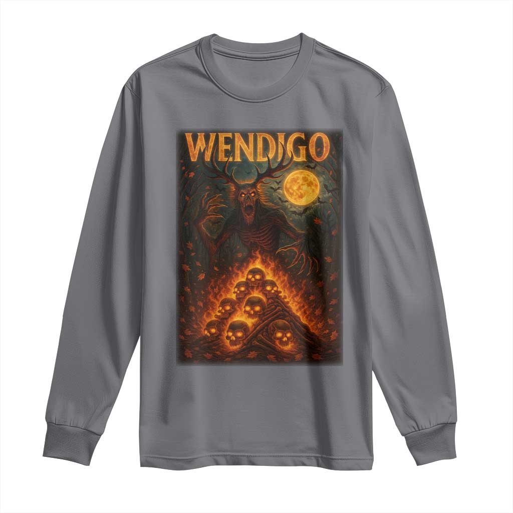 Wendigo Long Sleeve Shirt Halloween Cryptid Horror Mythical Creature TS10 Charcoal Print Your Wear