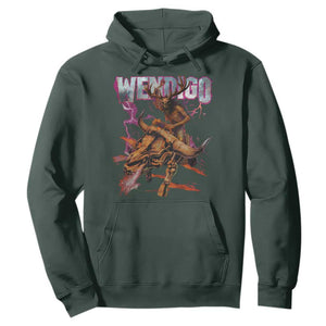 Wendigo Hoodie Riding Skeleton Cryptid Occult Dark Fantasy TS10 Dark Forest Green Print Your Wear