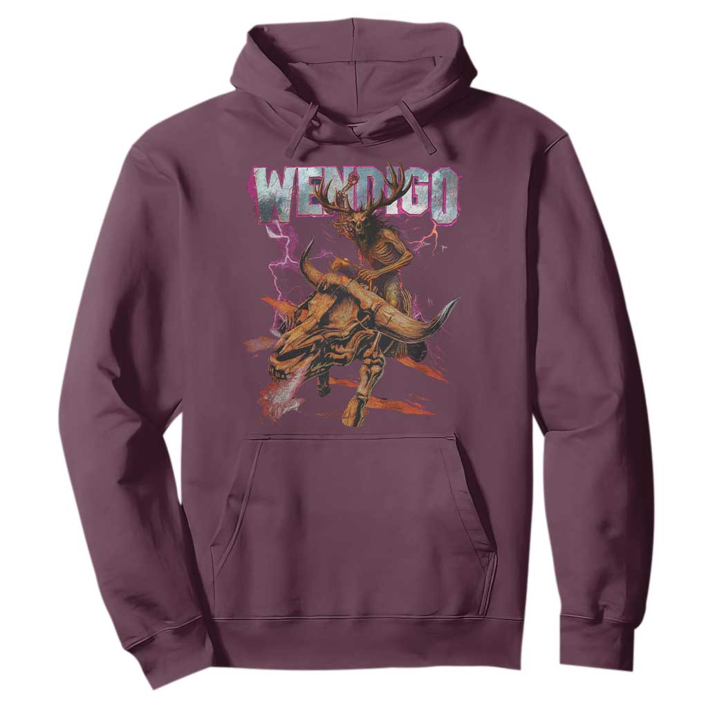 Wendigo Hoodie Riding Skeleton Cryptid Occult Dark Fantasy TS10 Maroon Print Your Wear