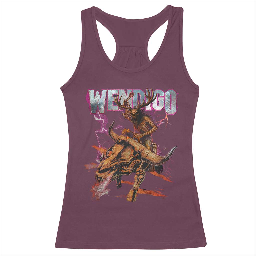 Wendigo Racerback Tank Top Riding Skeleton Cryptid Occult Dark Fantasy TS10 Maroon Print Your Wear