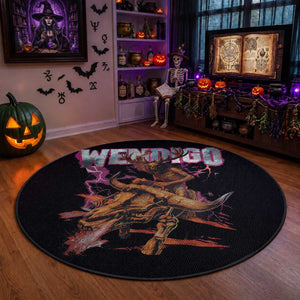 Wendigo Round Rug Riding Skeleton Cryptid Occult Dark Fantasy
