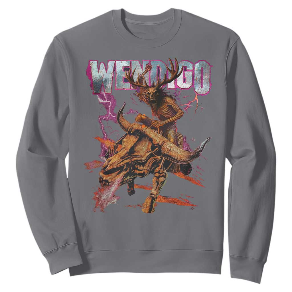 Wendigo Sweatshirt Riding Skeleton Cryptid Occult Dark Fantasy TS10 Charcoal Print Your Wear