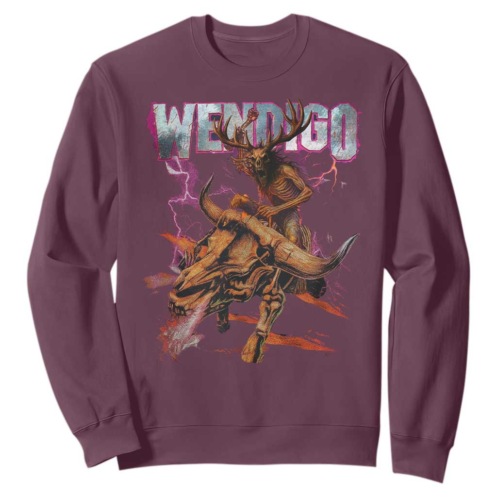 Wendigo Sweatshirt Riding Skeleton Cryptid Occult Dark Fantasy TS10 Maroon Print Your Wear