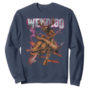 Wendigo Sweatshirt Riding Skeleton Cryptid Occult Dark Fantasy TS10 Navy Print Your Wear