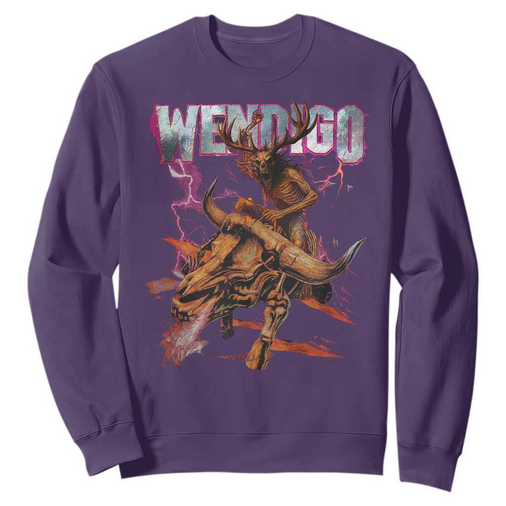 Wendigo Sweatshirt Riding Skeleton Cryptid Occult Dark Fantasy TS10 Purple Print Your Wear
