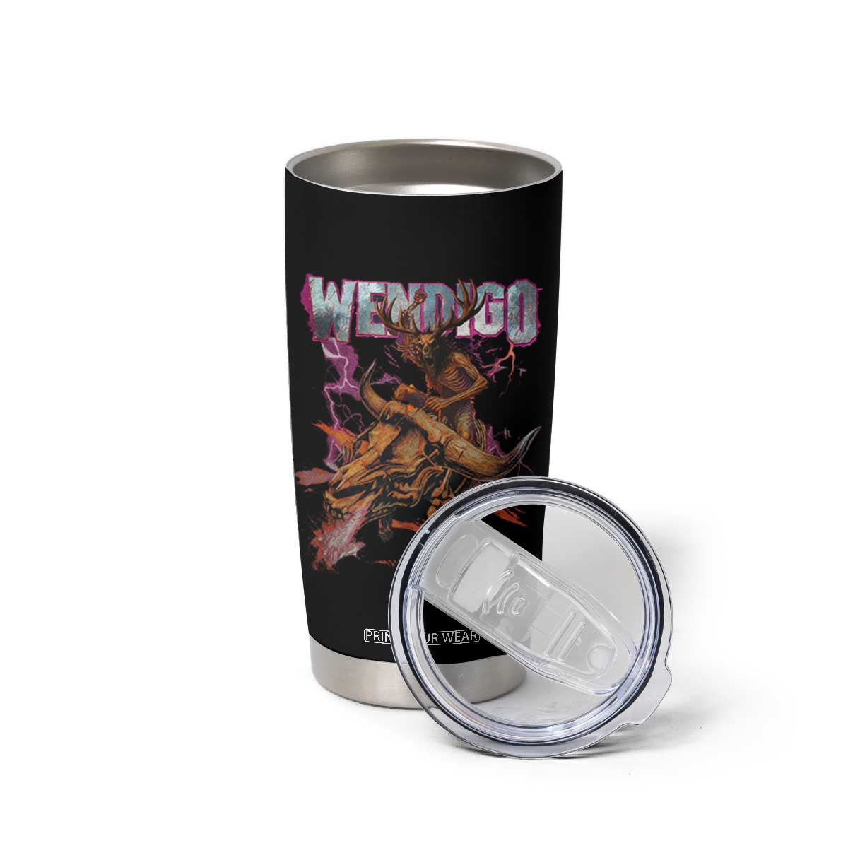 Wendigo Tumbler Cup Riding Skeleton Cryptid Occult Dark Fantasy TS10 Print Your Wear