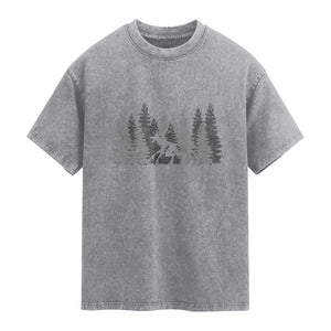 Wendigo Washed Cotton T-Shirt Mountain Trees Cryptid Occult Dark Fantasy TS10 Slate Gray Print Your Wear
