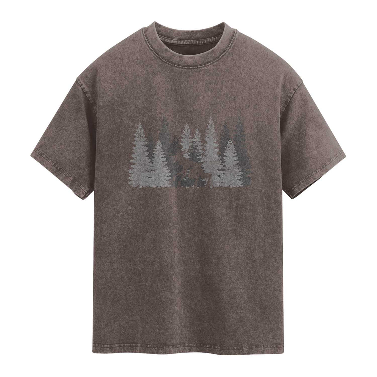Wendigo Washed Cotton T-Shirt Mountain Trees Cryptid Occult Dark Fantasy TS10 Brown Print Your Wear