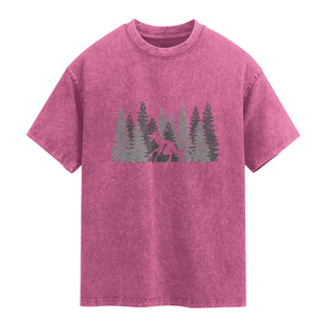 Wendigo Washed Cotton T-Shirt Mountain Trees Cryptid Occult Dark Fantasy TS10 Magenta Print Your Wear