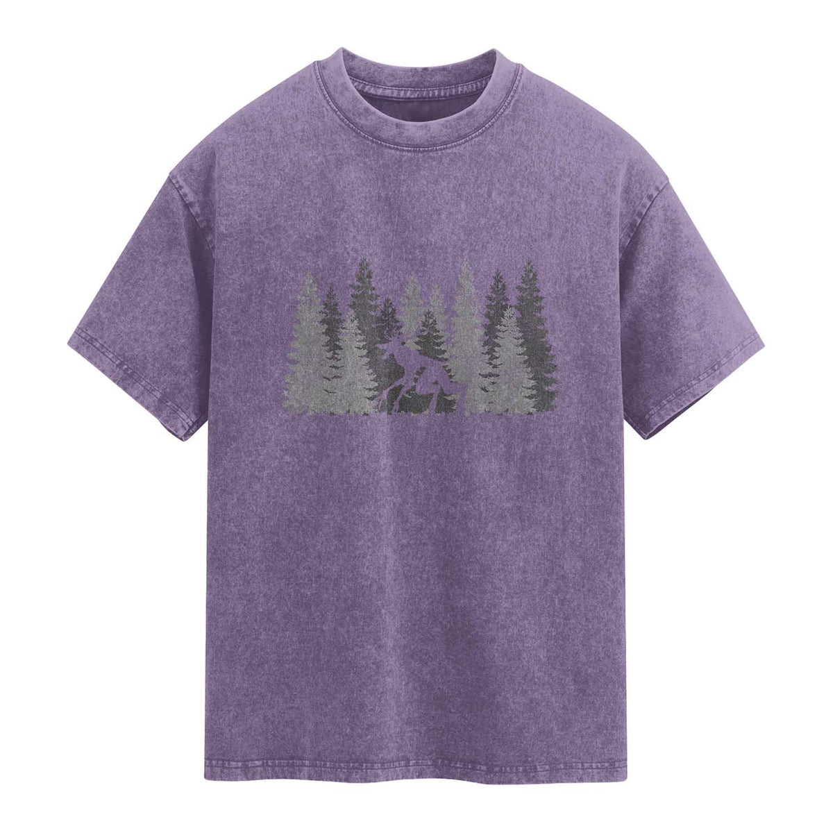 Wendigo Washed Cotton T-Shirt Mountain Trees Cryptid Occult Dark Fantasy TS10 Purple Print Your Wear
