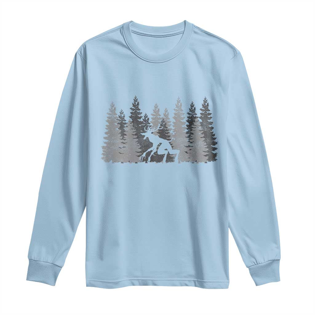 Wendigo Long Sleeve Shirt Mountain Trees Cryptid Occult Dark Fantasy TS10 Light Blue Print Your Wear