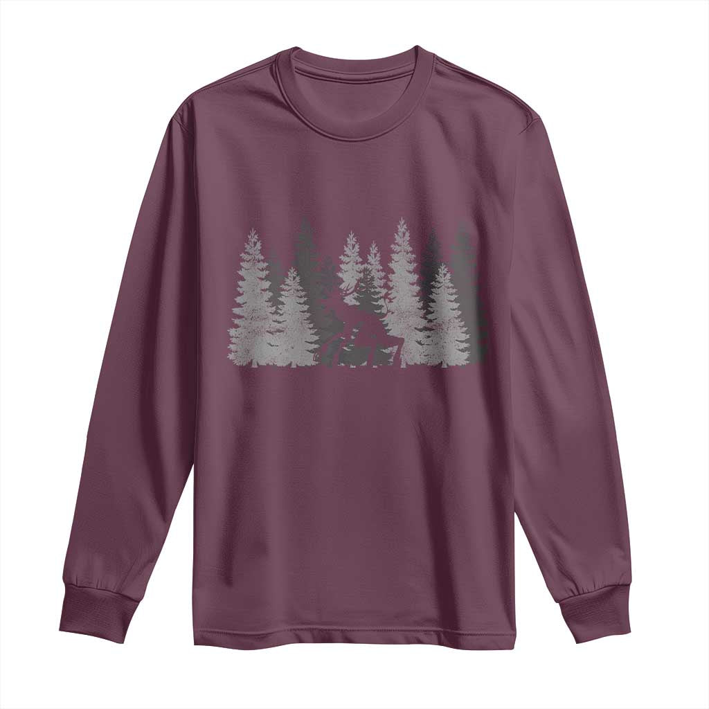 Wendigo Long Sleeve Shirt Mountain Trees Cryptid Occult Dark Fantasy TS10 Maroon Print Your Wear