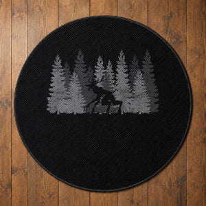 Wendigo Round Rug Mountain Trees Cryptid Occult Dark Fantasy