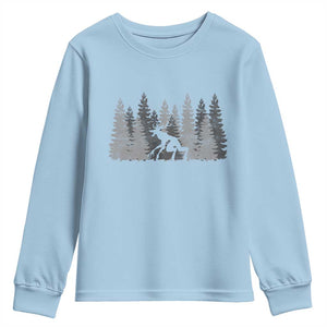 Wendigo Youth Sweatshirt Mountain Trees Cryptid Occult Dark Fantasy TS10 Light Blue Print Your Wear