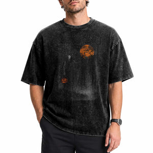 Halloween Wendigo Washed Cotton T-Shirt Scary Pumpkin Moon TS10 Print Your Wear
