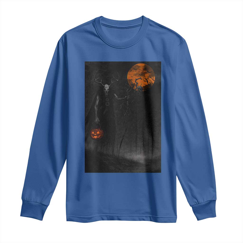 Halloween Wendigo Long Sleeve Shirt Scary Pumpkin Moon TS10 Royal Blue Print Your Wear
