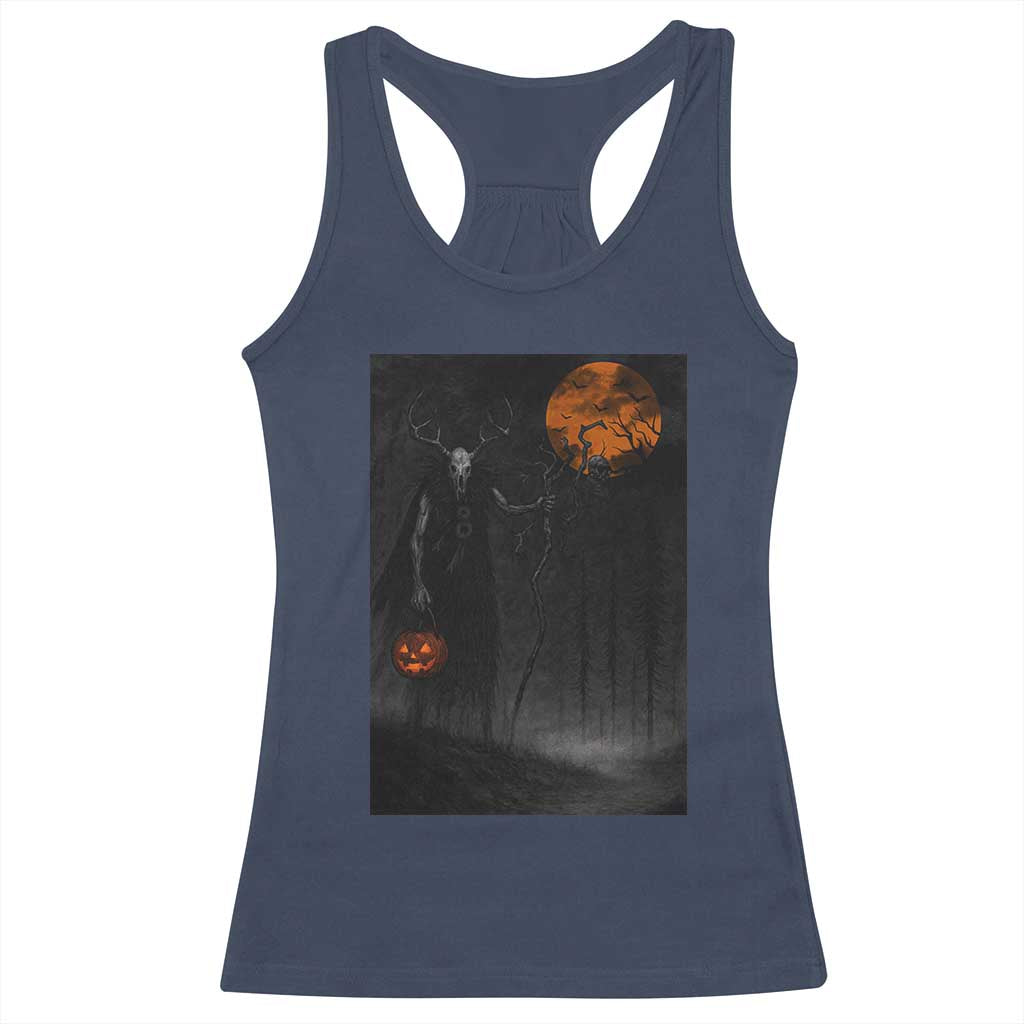 Halloween Wendigo Racerback Tank Top Scary Pumpkin Moon TS10 Navy Print Your Wear