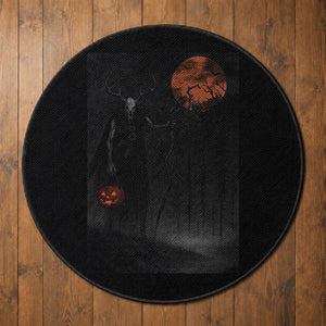 Halloween Wendigo Round Rug Scary Pumpkin Moon