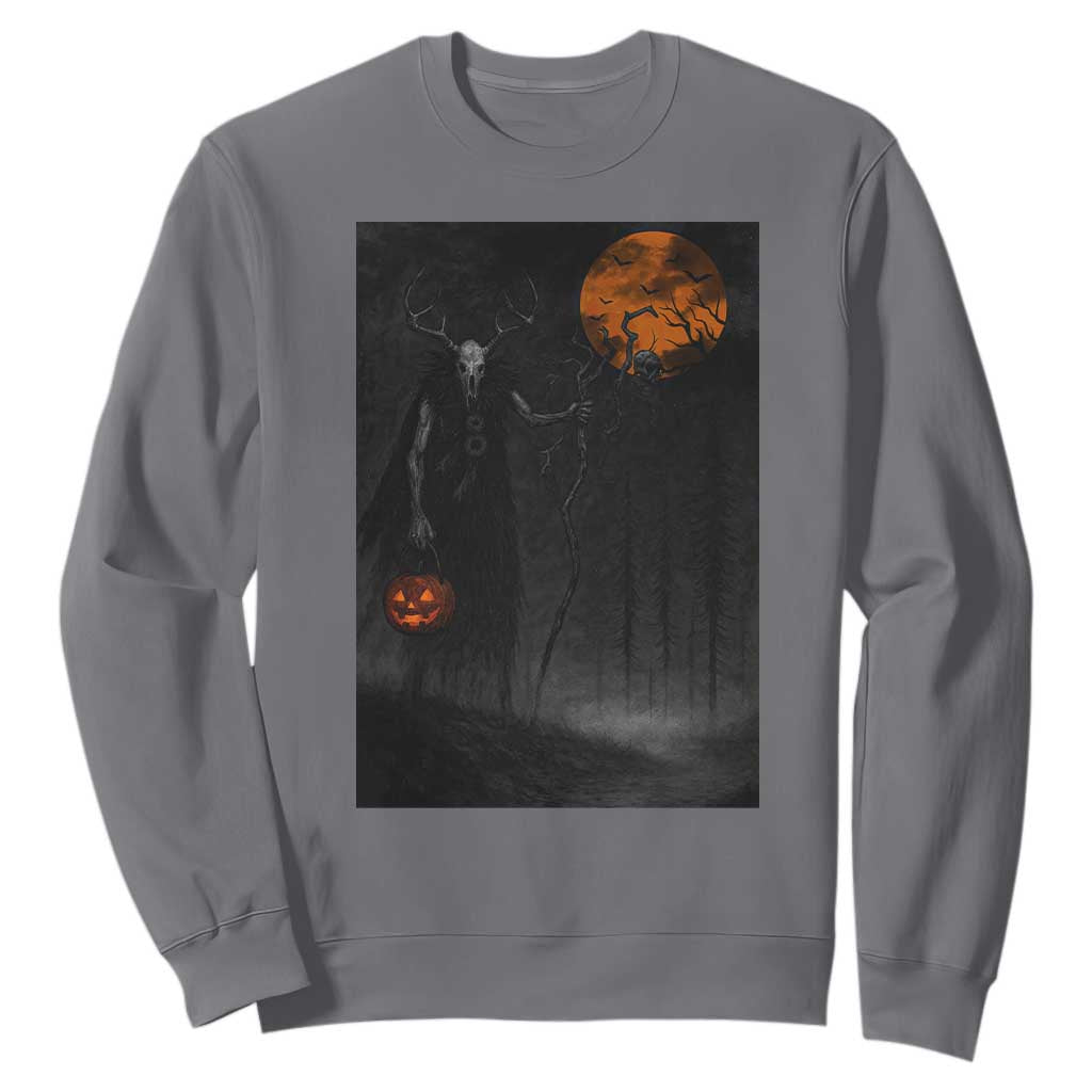 Halloween Wendigo Sweatshirt Scary Pumpkin Moon TS10 Charcoal Print Your Wear