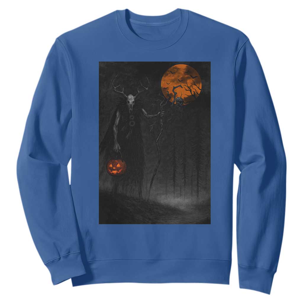 Halloween Wendigo Sweatshirt Scary Pumpkin Moon TS10 Royal Blue Print Your Wear