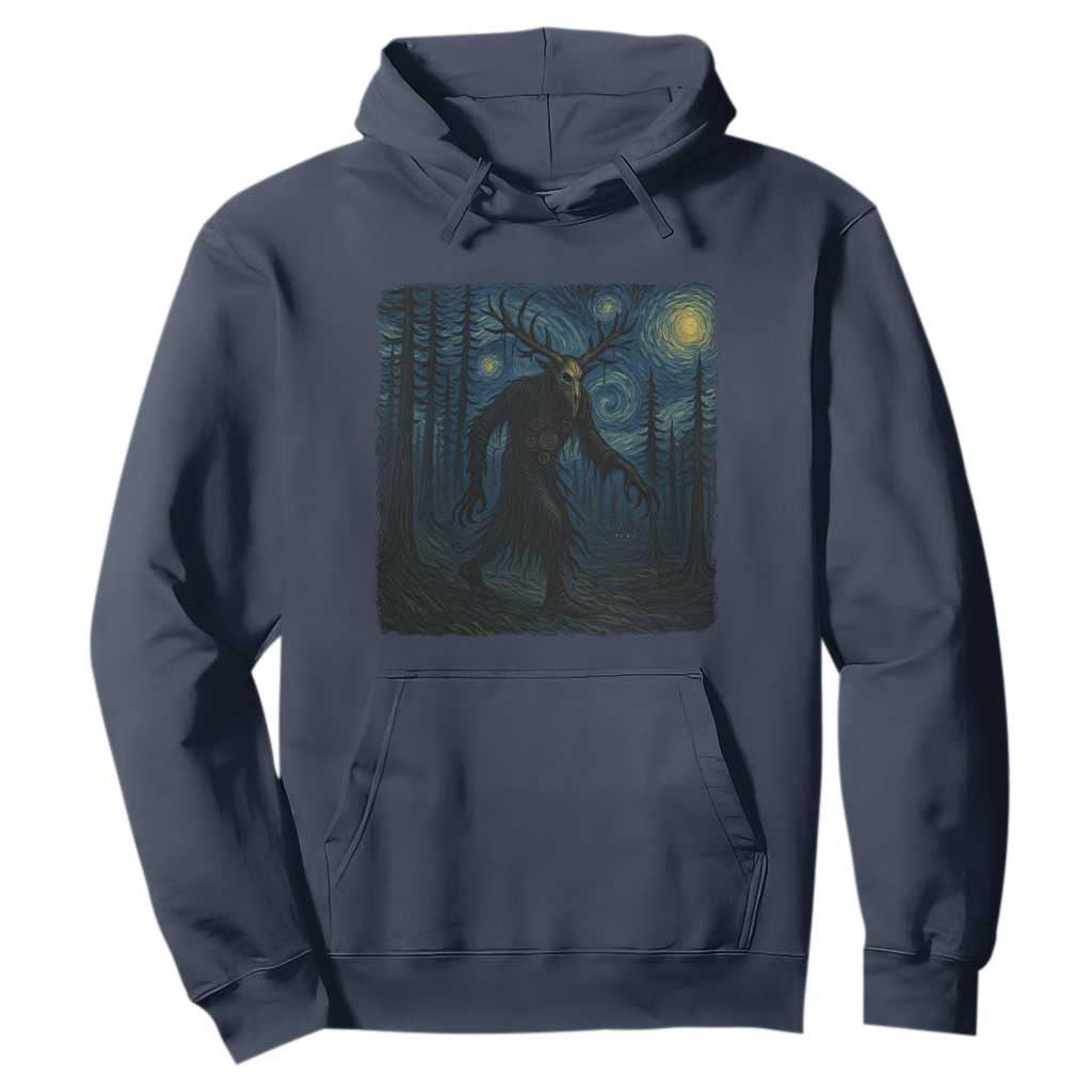 Wendigo Starry Night Hoodie Van Gogh Dark Fantasy Cryptid Lovers TS10 Navy Print Your Wear