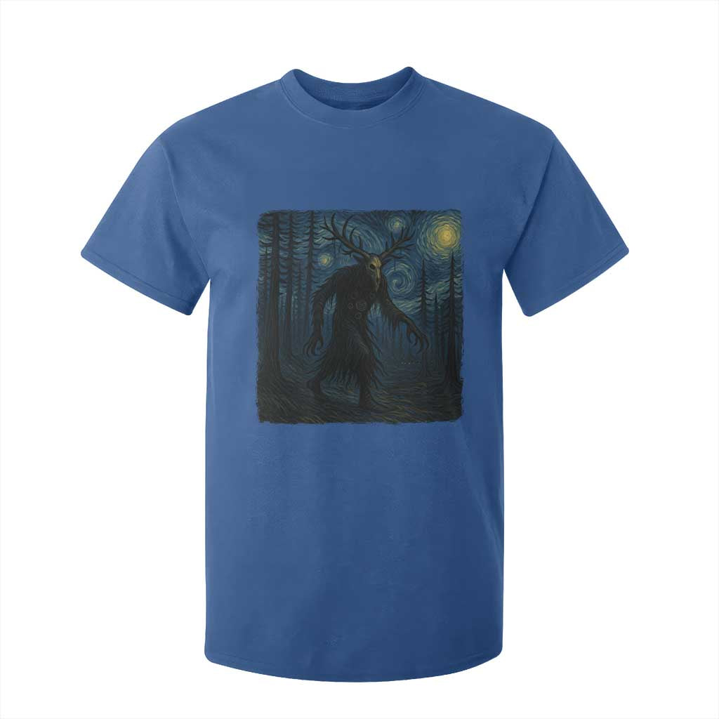 Wendigo Starry Night T Shirt For Kid Van Gogh Dark Fantasy Cryptid Lovers TS10 Royal Blue Print Your Wear