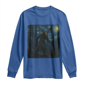 Wendigo Starry Night Long Sleeve Shirt Van Gogh Dark Fantasy Cryptid Lovers TS10 Royal Blue Print Your Wear