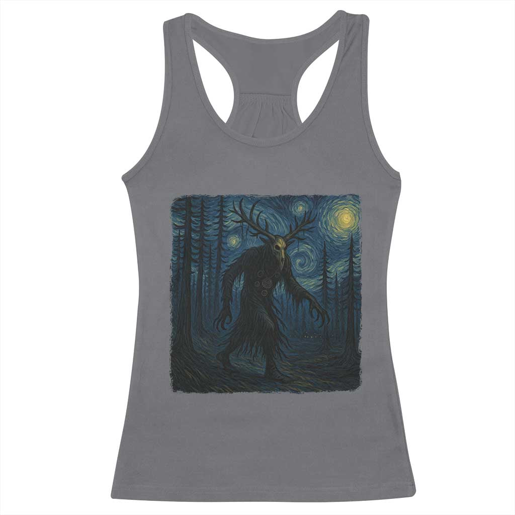 Wendigo Starry Night Racerback Tank Top Van Gogh Dark Fantasy Cryptid Lovers TS10 Charcoal Print Your Wear