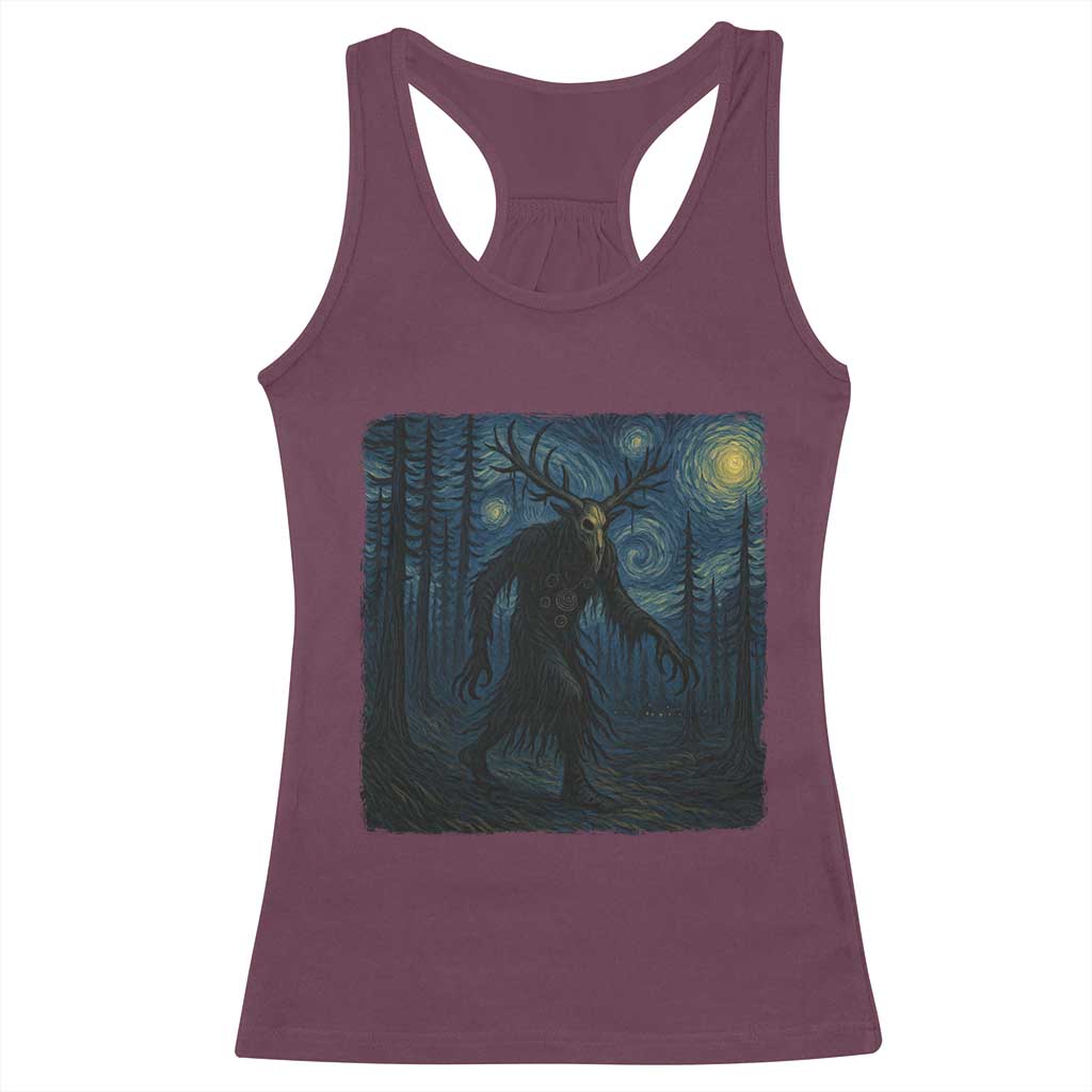 Wendigo Starry Night Racerback Tank Top Van Gogh Dark Fantasy Cryptid Lovers TS10 Maroon Print Your Wear