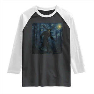 Wendigo Starry Night Raglan Shirt Van Gogh Dark Fantasy Cryptid Lovers TS10 Black White Print Your Wear